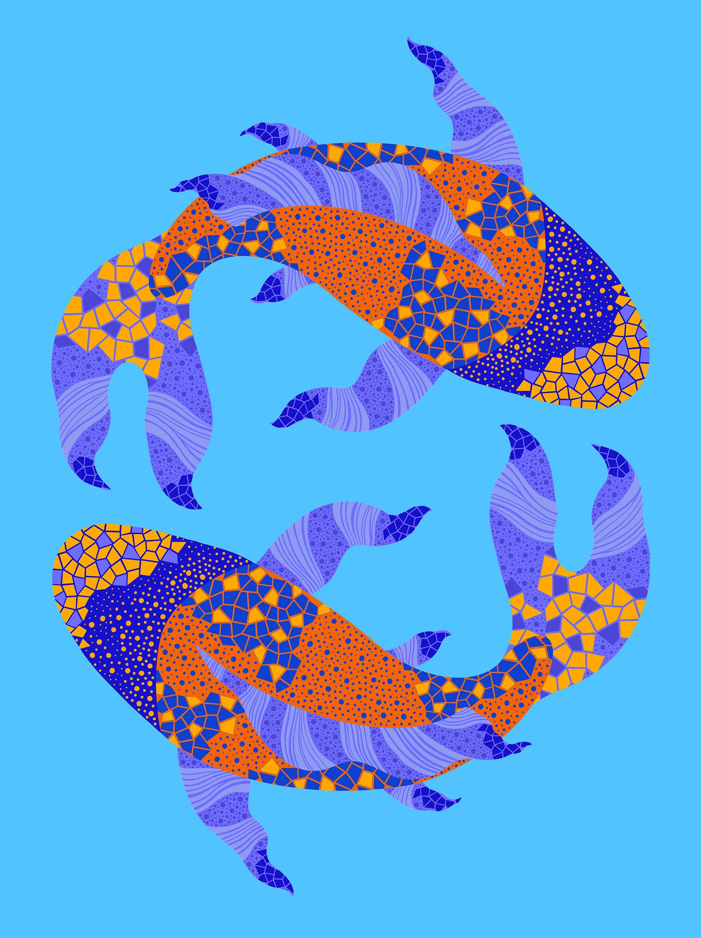 Print "Two Koi Fish in Orange and Purple"