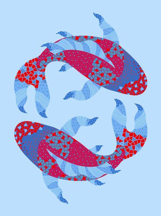 Print "Two Koi Fish in Red and Blue"